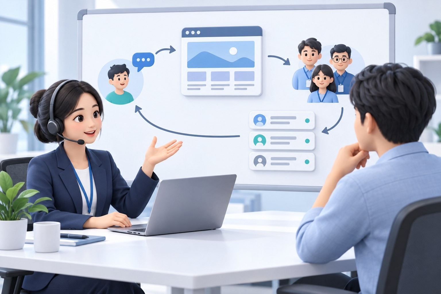 客服通过入口、人员和咨询流程澄清客户的实际使用场景