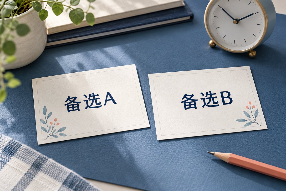 标为备选A和备选B的两张时段卡与小钟